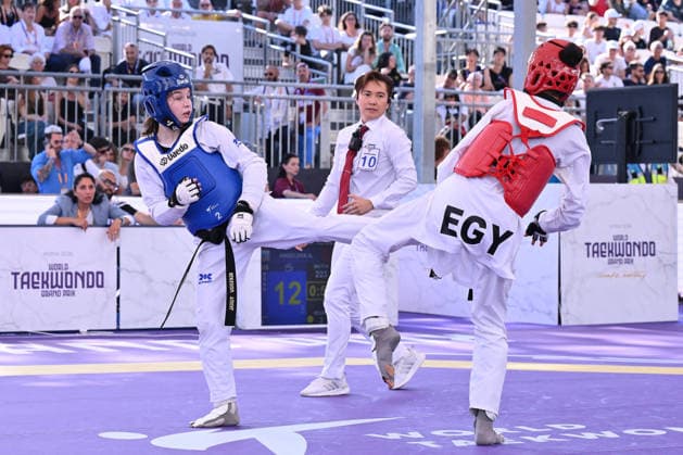 CONTACT - Taekwondo - World Taekwondo Rome Grand Prix 2026 Photo by IPA ABACAPRESS.COM85474784 - Alisa Angelova (RUS) and Jana Khattab (EGY) compete in the women s -49kg final of the World Taekwondo Grand Prix at the Foro Italico, June 7, 2026, Rome, Italy. Roma Italy  Copyright: xIPAxSport ABACAx