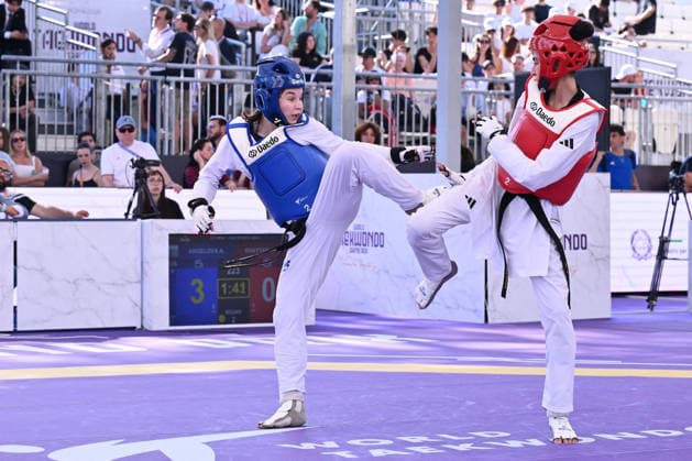 CONTACT - Taekwondo - World Taekwondo Rome Grand Prix 2026 Photo by IPA ABACAPRESS.COM85474801 - Alisa Angelova (RUS) and Jana Khattab (EGY) compete in the women s -49kg final of the World Taekwondo Grand Prix at the Foro Italico, June 7, 2026, Rome, Italy. Roma Italy  Copyright: xIPAxSport ABACAx