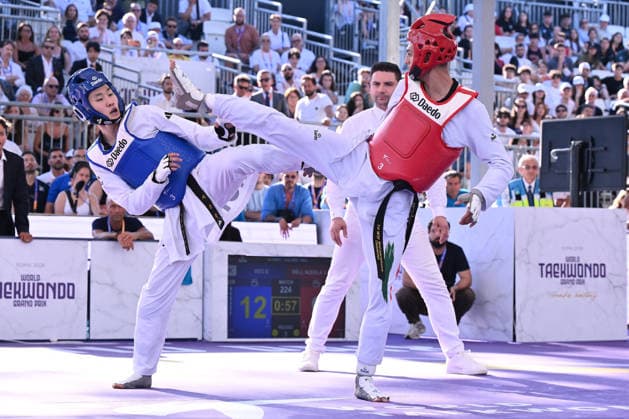 CONTACT - Taekwondo - World Taekwondo Rome Grand Prix 2026 Photo by IPA ABACAPRESS.COM85474856 - Eunsu Seo (KOR) and Vito Dell Aquila (ITA) competes in the men s -58kg final of the World Taekwondo Grand Prix at the Foro Italico, June 7, 2026, Rome, Italy. Roma Italy  Copyright: xIPAxSport ABACAx