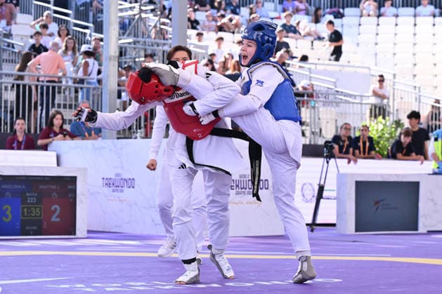 CONTACT - Taekwondo - World Taekwondo Rome Grand Prix 2026 Photo by IPA ABACAPRESS.COM85474805 - Jana Khattab (EGY) and Alisa Angelova (RUS) compete in the women s -49kg final of the World Taekwondo Grand Prix at the Foro Italico, June 7, 2026, Rome, Italy. Roma Italy  Copyright: xIPAxSport ABACAx