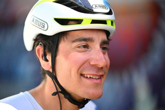 Tour Auvergne - Rhone-Alpes 2026 Stage 2 LE PUY-EN-VELAY, FRANCE - JUNE 08 : Uijtdebroeks Cian (BEL) of Movistar Team during stage 2 of the 78th edition of Tour Auvergne - Rhone-Alpes an UCI World Tour 2.UWT cycling road race stage for Men Elite of 234.3 km with start in Saint-Martin-Le-Vinoux and finish in Le Puy-en-Velay on June 8, 2026 in Le Puy-en-Velay, France, 08 06 2026 ( Motordriver Guy De Vuyst - Le Puy-en-Velay France  Copyright: xVincentxKalutx