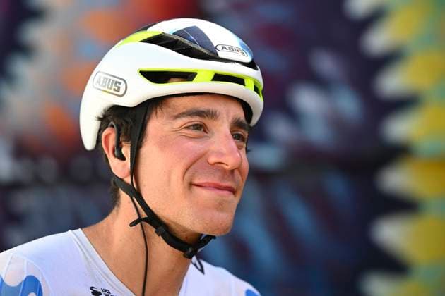 Tour Auvergne - Rhone-Alpes 2026 Stage 2 LE PUY-EN-VELAY, FRANCE - JUNE 08 : Uijtdebroeks Cian (BEL) of Movistar Team during stage 2 of the 78th edition of Tour Auvergne - Rhone-Alpes an UCI World Tour 2.UWT cycling road race stage for Men Elite of 234.3 km with start in Saint-Martin-Le-Vinoux and finish in Le Puy-en-Velay on June 8, 2026 in Le Puy-en-Velay, France, 08 06 2026 ( Motordriver Guy De Vuyst - Le Puy-en-Velay France  Copyright: xVincentxKalutx