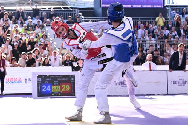 CONTACT - Taekwondo - World Taekwondo Rome Grand Prix 2026 Photo by IPA ABACAPRESS.COM85474842 - Vito Dell Aquila (ITA) and Eunsu Seo (KOR) competes in the men s -58kg final of the World Taekwondo Grand Prix at the Foro Italico, June 7, 2026, Rome, Italy. Roma Italy  Copyright: xIPAxSport ABACAx