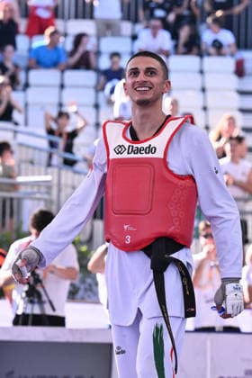 CONTACT - Taekwondo - World Taekwondo Rome Grand Prix 2026 Photo by IPA ABACAPRESS.COM85474793 - Vito Dell Aquila (ITA) celebrate the victory of the men s -58kg final against Eunsu Seo (KOR) of the World Taekwondo Grand Prix at the Foro Italico, June 7, 2026, Rome, Italy. Roma Italy  Copyright: xIPAxSport ABACAx