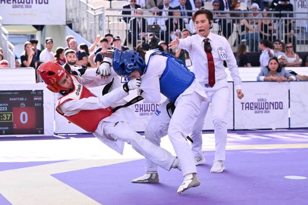 CONTACT - Taekwondo - World Taekwondo Rome Grand Prix 2026 Photo by IPA ABACAPRESS.COM85474863 - Jana Khattab (EGY) and Alisa Angelova (RUS) compete in the women s -49kg final of the World Taekwondo Grand Prix at the Foro Italico, June 7, 2026, Rome, Italy. Roma Italy  Copyright: xIPAxSport ABACAx