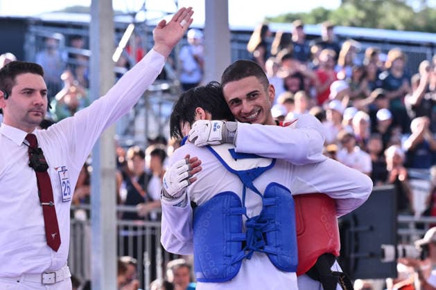 CONTACT - Taekwondo - World Taekwondo Rome Grand Prix 2026 Photo by IPA ABACAPRESS.COM85474794 - Vito Dell Aquila (ITA) celebrate the victory of the men s -58kg final against Eunsu Seo (KOR) of the World Taekwondo Grand Prix at the Foro Italico, June 7, 2026, Rome, Italy. Roma Italy  Copyright: xIPAxSport ABACAx