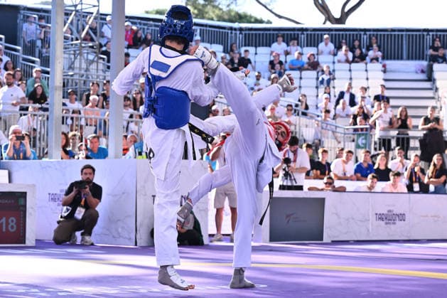 CONTACT - Taekwondo - World Taekwondo Rome Grand Prix 2026 Photo by IPA ABACAPRESS.COM85474795 - Eunsu Seo (KOR) and Vito Dell Aquila (ITA) competes in the men s -58kg final of the World Taekwondo Grand Prix at the Foro Italico, June 7, 2026, Rome, Italy. Roma Italy  Copyright: xIPAxSport ABACAx