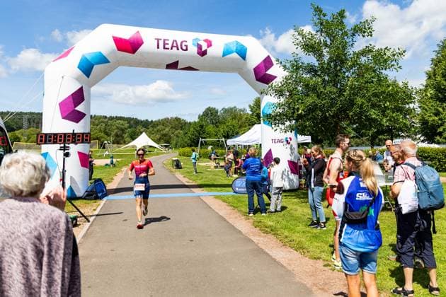 07.06.2026, GER, Crosstriathlon, Maenner Frauen, Saison 26, 38. Teag Werratal-Crosstriathlon org. Triathlonverein Werratal e.V. Andrea Giessmann (LTV Erfurt Triathlon Team Thüringen) 500m Schwimmen in Freiwasser, 11,9km MTB Strecke und 4,0km Laufstrecke nahmen die Teilnehmer in den Kategorien Jedermann-Cross Einzel Staffel sowie dem Sprint-Cross Einzel inkl. Thüringer Meisterschaft in angriff. 98597 Breitungen Strandbad Kiessee Thueringen Deutschland
