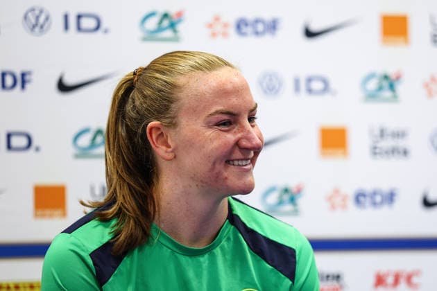 Republic of Ireland WNT press conference, PK, Pressekonferenz Stade des Alpes, Grenoble, France 8 6 2026 Courtney Brosnan Courtney Brosnan 8 6 2026  Copyright: x INPHO BenxBradyx BB2_9264