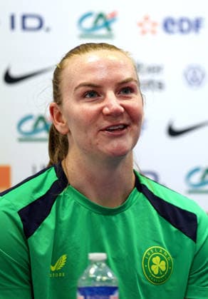 Republic of Ireland WNT press conference, PK, Pressekonferenz Stade des Alpes, Grenoble, France 8 6 2026 Courtney Brosnan Courtney Brosnan 8 6 2026  Copyright: x INPHO BenxBradyx BB2_9316
