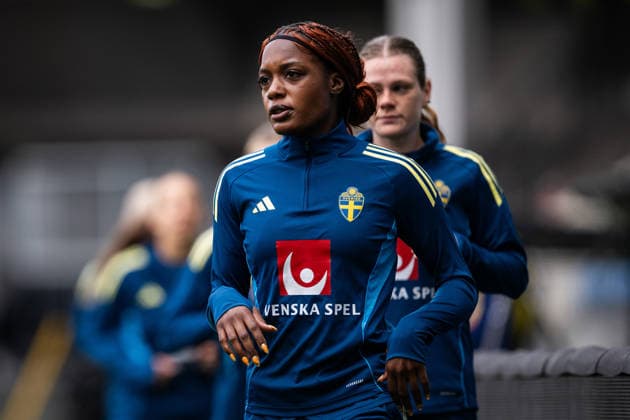 260608 Evelyn Ijeh of the Swedish women s national football team at a training session on June 8, 2026 in Gothenburg. Photo: Mathias Bergeld BILDBYRAN kod MB MB1380 fotboll football soccer fotball vm-kval kval fifa womens world cup qualifier qualifier träning practice training sverige sweden dam bbeng women kvinner