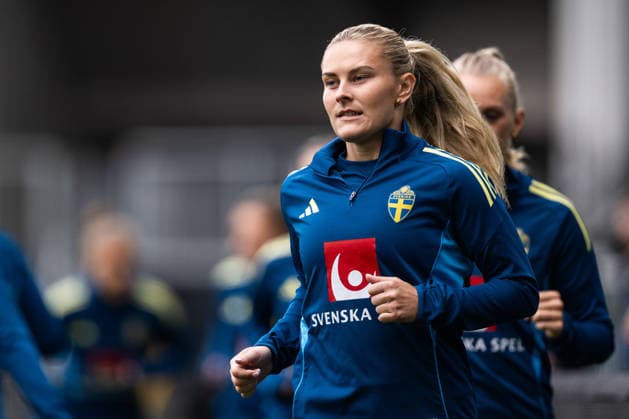 260608 Amanda NildÃ n of the Swedish women s national football team at a training session on June 8, 2026 in Gothenburg. Photo: Mathias Bergeld BILDBYRAN kod MB MB1380 fotboll football soccer fotball vm-kval kval fifa womens world cup qualifier qualifier träning practice training sverige sweden dam bbeng women kvinner
