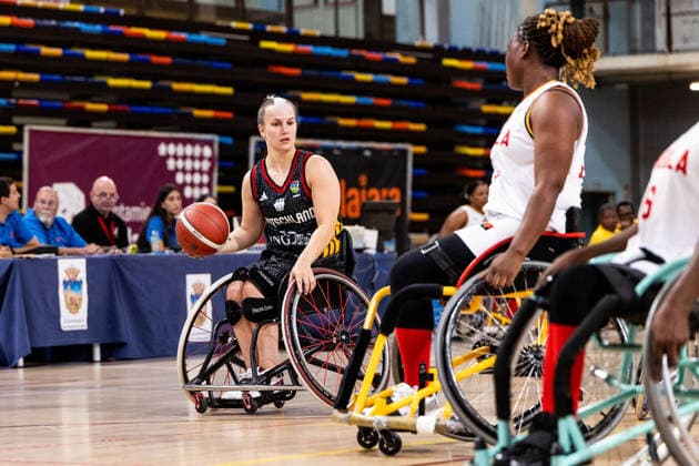 GUADALAJARA, SPAIN - JUNE 08: Lisa Bergenthal (Germany, 10) controls th eball during the 2026 IWBF Women™s Repechage match between Angola vs. Germany at Palacio Multiusos de Guadalajara on June 08, 2026 in Guadalajara, Spain. Spain Copyright: xSteffiexWunderlx