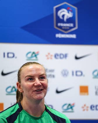 Republic of Ireland WNT press conference, PK, Pressekonferenz Stade des Alpes, Grenoble, France 8 6 2026 Courtney Brosnan Courtney Brosnan 8 6 2026  Copyright: x INPHO BenxBradyx BB2_9316