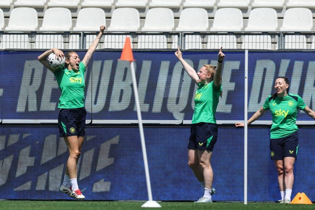 Republic of Ireland WNT Squad Training, Stade des Alpes, Grenoble, France 8 6 2026 Megan Connolly and Amber Barrett Megan Connolly and Amber Barrett 8 6 2026  Copyright: x INPHO BenxBradyx BB3_7873