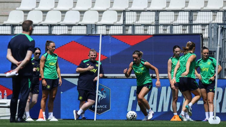 Republic of Ireland WNT Squad Training, Stade des Alpes, Grenoble, France 8 6 2026 Katie McCabe and Leanne Kiernan Katie McCabe and Leanne Kiernan 8 6 2026  Copyright: x INPHO BenxBradyx BB3_7943