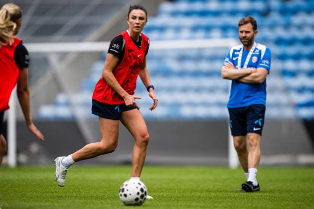 260608 Ingrid Engen of the Norwegian women™s national football team during a training session on June 8, 2026 in Oslo. Photo: Marius Simensen BILDBYRAN Cop 238 bbeng dam fifa women s world cup qualifier football fotball fotboll norge norway practice soccer training trening träning