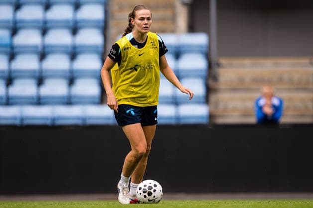 260608 Marthine ostenstad of the Norwegian women™s national football team during a training session on June 8, 2026 in Oslo. Photo: Marius Simensen BILDBYRAN Cop 238 bbeng dam fifa women s world cup qualifier football fotball fotboll norge norway practice soccer training trening träning