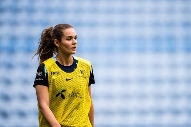 260608 Andrea Norheim of the Norwegian women™s national football team during a training session on June 8, 2026 in Oslo. Photo: Marius Simensen BILDBYRAN Cop 238 bbeng dam fifa women s world cup qualifier football fotball fotboll norge norway practice soccer training trening träning