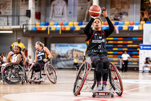 GUADALAJARA, SPAIN - JUNE 08: Roli-Ann Neubauer (Germany, 11) on the freethrow line during the 2026 IWBF Women™s Repechage match between Angola vs. Germany at Palacio Multiusos de Guadalajara on June 08, 2026 in Guadalajara, Spain. Spain Copyright: xSteffiexWunderlx