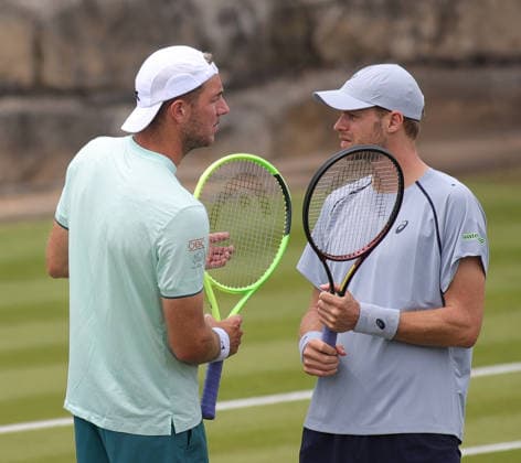 08.06.2026, Boss Open 2026, ATP, Tennis Herren Tour 250 Stuttgart, TTC Weissenhof, Tennis, im Bild: Jan-Lennard Struff (GER) und Yannick Hanfmann (GER)