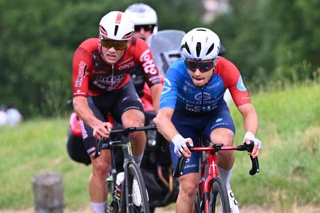 Tour Auvergne - Rhone-Alpes 2026 Stage 2 LE PUY-EN-VELAY, FRANCE - JUNE 08 : Braz Afonso Clement (FRA) of Groupama - FDJ United and Veistroffer Baptiste (FRA) of Lotto Intermarche during stage 2 of the 78th edition of Tour Auvergne - Rhone-Alpes an UCI World Tour 2.UWT cycling road race stage for Men Elite of 234.3 km with start in Saint-Martin-Le-Vinoux and finish in Le Puy-en-Velay on June 8, 2026 in Le Puy-en-Velay, France, 08 06 2026 ( Motordriver Guy De Vuyst - Le Puy-en-Velay France  Copyright: xVincentxKalutx