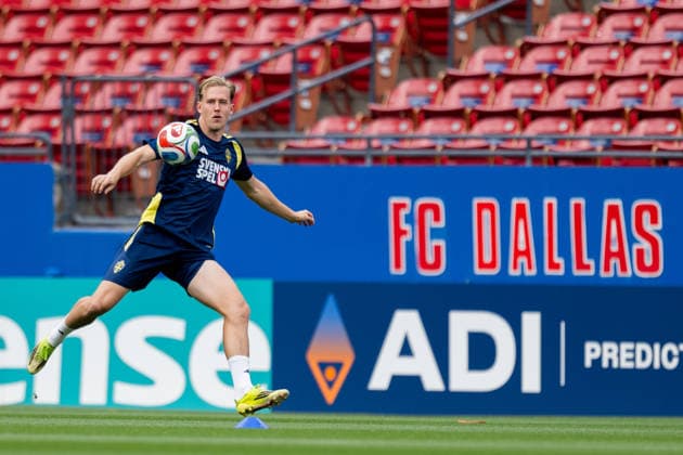 260608 Herman Johansson of the Swedish national football team at a training session during day -3 of the FIFA World Cup, WM, Weltmeisterschaft, Fussball 2026 on June 8, 2026 in Dallas. Photo: Petter Arvidson BILDBYRAN kod PA PA1223 fotboll football soccer fotball vm fotbolls-vm fotball-vm fotbolls-vm 2026 fifa world cup 2026 träning practice training sverige sweden sverige a day -3 bbeng