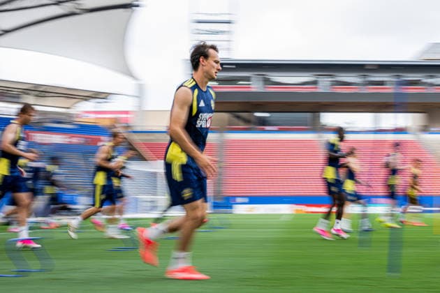 260608 Hjalmar Ekdal of the Swedish national football team at a training session during day -3 of the FIFA World Cup, WM, Weltmeisterschaft, Fussball 2026 on June 8, 2026 in Dallas. Photo: Petter Arvidson BILDBYRAN kod PA PA1223 fotboll football soccer fotball vm fotbolls-vm fotball-vm fotbolls-vm 2026 fifa world cup 2026 träning practice training sverige sweden sverige a day -3 bbeng