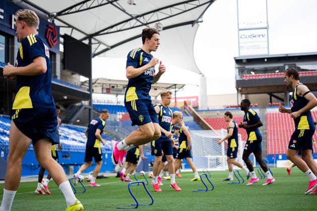 260608 Elliot Stroud of the Swedish national football team at a training session during day -3 of the FIFA World Cup, WM, Weltmeisterschaft, Fussball 2026 on June 8, 2026 in Dallas. Photo: Petter Arvidson BILDBYRAN kod PA PA1223 fotboll football soccer fotball vm fotbolls-vm fotball-vm fotbolls-vm 2026 fifa world cup 2026 träning practice training sverige sweden sverige a day -3 bbeng