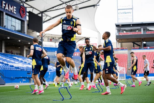 260608 Gustaf Lagerbielke of the Swedish national football team at a training session during day -3 of the FIFA World Cup, WM, Weltmeisterschaft, Fussball 2026 on June 8, 2026 in Dallas. Photo: Petter Arvidson BILDBYRAN kod PA PA1223 fotboll football soccer fotball vm fotbolls-vm fotball-vm fotbolls-vm 2026 fifa world cup 2026 träning practice training sverige sweden sverige a day -3 bbeng