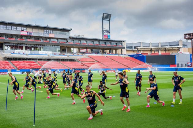 260608 Players of the Swedish national football team at a training session during day -3 of the FIFA World Cup, WM, Weltmeisterschaft, Fussball 2026 on June 8, 2026 in Dallas. Photo: Petter Arvidson BILDBYRAN kod PA PA1223 fotboll football soccer fotball vm fotbolls-vm fotball-vm fotbolls-vm 2026 fifa world cup 2026 träning practice training sverige sweden sverige a day -3 bbeng