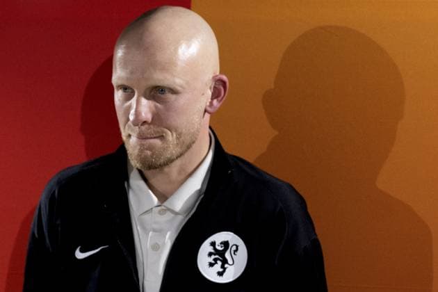 ZEIST - National coach Arjan Veurink during a press conference, PK, Pressekonferenz ahead of the Dutch women s World Cup qualifying match against Poland. OLAF KRAAK ANP xVIxANPxSportx xxANPxIVx 560498234 originalFilename: 560498234.jpg