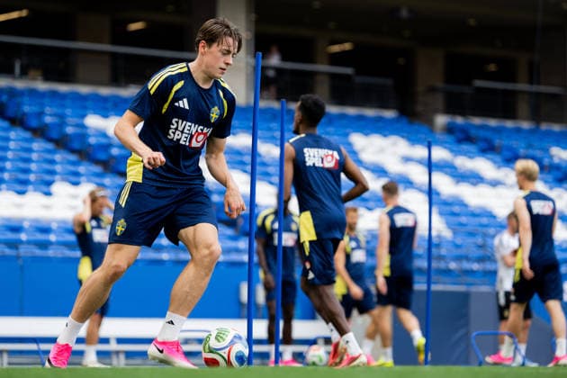 260608 Elliot Stroud of the Swedish national football team at a training session during day -3 of the FIFA World Cup, WM, Weltmeisterschaft, Fussball 2026 on June 8, 2026 in Dallas. Photo: Petter Arvidson BILDBYRAN kod PA PA1223 fotboll football soccer fotball vm fotbolls-vm fotball-vm fotbolls-vm 2026 fifa world cup 2026 träning practice training sverige sweden sverige a day -3 bbeng