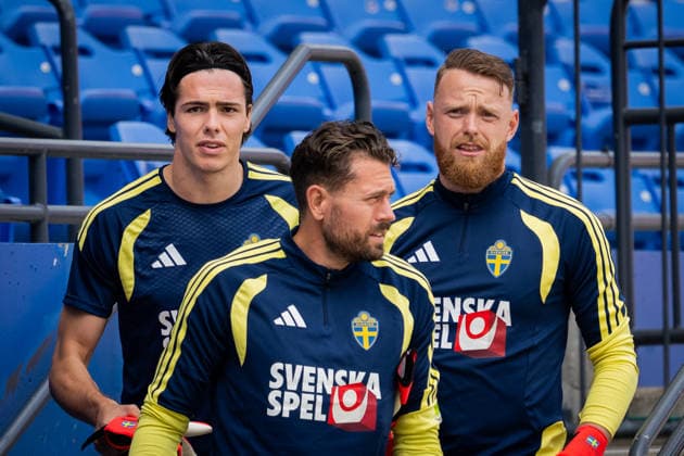 260608 Goalkeeper Jacob Widell Zetterström, goalkeeper Kristoffer Nordfeldt and goalkeeper Viktor Johansson of the Swedish national football team at a training session during day -3 of the FIFA World Cup, WM, Weltmeisterschaft, Fussball 2026 on June 8, 2026 in Dallas. Photo: Petter Arvidson BILDBYRAN kod PA PA1223 fotboll football soccer fotball vm fotbolls-vm fotball-vm fotbolls-vm 2026 fifa world cup 2026 träning practice training sverige sweden sverige a day -3 bbeng