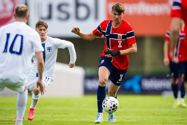 260608 Jens Hjerto-Dahl of Norway during the under-21 International Friendly, Länderspiel, Nationalmannschaft football match between Norway and Finland on June 8, 2026 in Moss. Photo: Marius Simensen BILDBYRAN COP 238 bbeng finland football fotball fotboll international friendly norge norway privatlandskamp soccer träningslandskamp U21, U 21 under 21