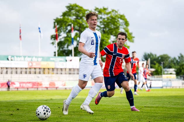 260608 Matias Siltanen of Finland during the under-21 International Friendly, Länderspiel, Nationalmannschaft football match between Norway and Finland on June 8, 2026 in Moss. Photo: Marius Simensen BILDBYRAN COP 238 bbeng finland football fotball fotboll international friendly norge norway privatlandskamp soccer träningslandskamp U21, U 21 under 21