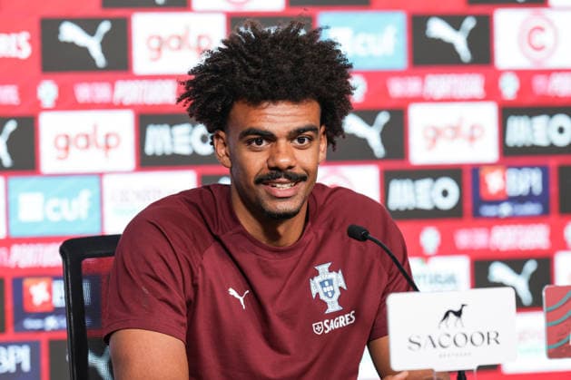 press conference, PK, Pressekonferenz of the Portuguese national football team in the football city of Oeiras - Portugal, June 8, 2026, in Alges, Portugal. Renato Veiga (Portugal ,13)