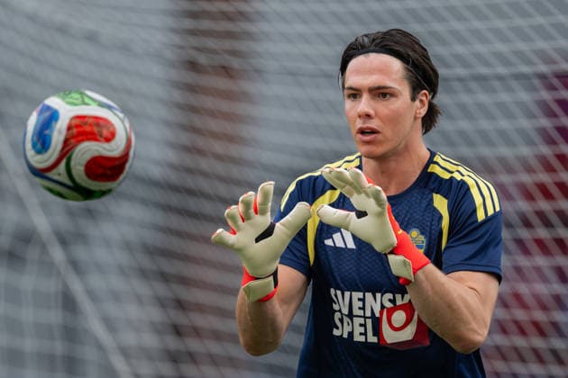 260608 Goalkeeper Jacob Widell Zetterström of the Swedish national football team at a training session during day -3 of the FIFA World Cup, WM, Weltmeisterschaft, Fussball 2026 on June 8, 2026 in Dallas. Photo: Petter Arvidson BILDBYRAN kod PA PA1223 fotboll football soccer fotball vm fotbolls-vm fotball-vm fotbolls-vm 2026 fifa world cup 2026 träning practice training sverige sweden sverige a day -3 bbeng