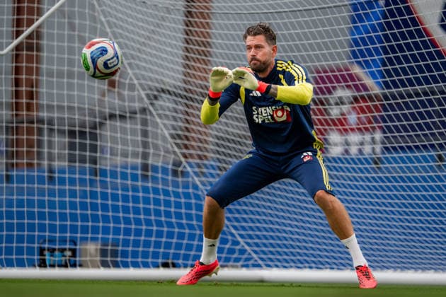 260608 Goalkeeper Kristoffer Nordfeldt of the Swedish national football team at a training session during day -3 of the FIFA World Cup, WM, Weltmeisterschaft, Fussball 2026 on June 8, 2026 in Dallas. Photo: Petter Arvidson BILDBYRAN kod PA PA1223 fotboll football soccer fotball vm fotbolls-vm fotball-vm fotbolls-vm 2026 fifa world cup 2026 träning practice training sverige sweden sverige a day -3 bbeng