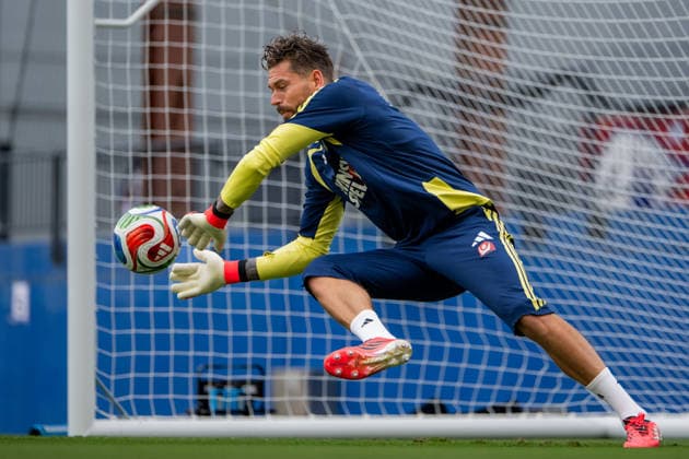 260608 Goalkeeper Kristoffer Nordfeldt of the Swedish national football team at a training session during day -3 of the FIFA World Cup, WM, Weltmeisterschaft, Fussball 2026 on June 8, 2026 in Dallas. Photo: Petter Arvidson BILDBYRAN kod PA PA1223 fotboll football soccer fotball vm fotbolls-vm fotball-vm fotbolls-vm 2026 fifa world cup 2026 träning practice training sverige sweden sverige a day -3 bbeng