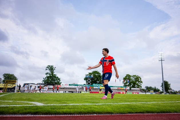 260608 Edvin Austbo of Norway during the under-21 International Friendly, Länderspiel, Nationalmannschaft football match between Norway and Finland on June 8, 2026 in Moss. Photo: Marius Simensen BILDBYRAN COP 238 bbeng finland football fotball fotboll international friendly norge norway privatlandskamp soccer träningslandskamp U21, U 21 under 21
