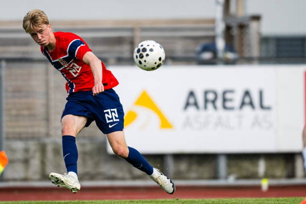 260608 Niklas Fuglestad of Norway during the under-21 International Friendly, Länderspiel, Nationalmannschaft football match between Norway and Finland on June 8, 2026 in Moss. Photo: Marius Simensen BILDBYRAN COP 238 bbeng finland football fotball fotboll international friendly norge norway privatlandskamp soccer träningslandskamp U21, U 21 under 21
