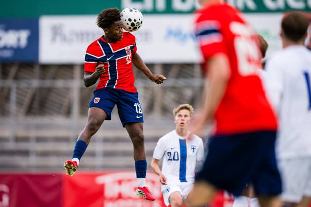 260608 Tobias Saliou Moi SÃ ne of Norway during the under-21 International Friendly, Länderspiel, Nationalmannschaft football match between Norway and Finland on June 8, 2026 in Moss. Photo: Marius Simensen BILDBYRAN COP 238 bbeng finland football fotball fotboll international friendly norge norway privatlandskamp soccer träningslandskamp U21, U 21 under 21