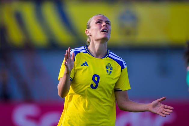 260608 Maja Bodin of Sweden looks dejected during the under-23 International Friendly, Länderspiel, Nationalmannschaft football match between Sweden and Mexico on June 8, 2026 in Kalmar. Photo: Suvad Mrkonjic BILDBYRAN COP 170 SM0470 fotboll football soccer fotball träningslandskamp international friendly sverige sweden mexico dam bbeng depp sverige sweden