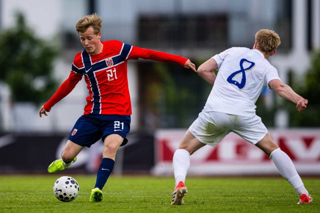 260608 Bo Asulv Hegland of Norway during the under-21 International Friendly, Länderspiel, Nationalmannschaft football match between Norway and Finland on June 8, 2026 in Moss. Photo: Marius Simensen BILDBYRAN COP 238 bbeng finland football fotball fotboll international friendly norge norway privatlandskamp soccer träningslandskamp U21, U 21 under 21