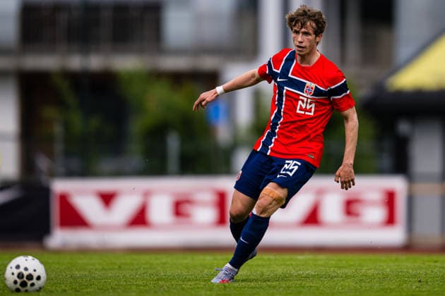 260608 Niklas Jensen Wassberg of Norway during the under-21 International Friendly, Länderspiel, Nationalmannschaft football match between Norway and Finland on June 8, 2026 in Moss. Photo: Marius Simensen BILDBYRAN COP 238 bbeng finland football fotball fotboll international friendly norge norway privatlandskamp soccer träningslandskamp U21, U 21 under 21