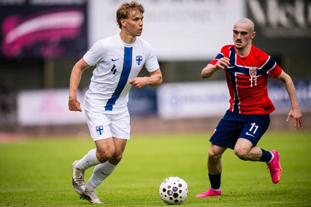 260608 Oscar Häggström of Finland during the under-21 International Friendly, Länderspiel, Nationalmannschaft football match between Norway and Finland on June 8, 2026 in Moss. Photo: Marius Simensen BILDBYRAN COP 238 bbeng finland football fotball fotboll international friendly norge norway privatlandskamp soccer träningslandskamp U21, U 21 under 21