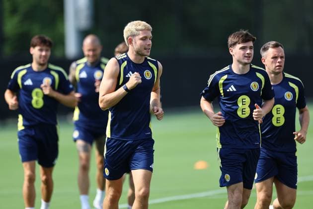George Hirst of Scotland Scotland Training Session and press conference, PK, Pressekonferenz 2026 FIFA World Cup, WM, Weltmeisterschaft, Fussball Football, Atrium Health Performance Park, Charlotte, USA - 08 Jun 2026Charlotte Atrium Health Performance Park United States of America EDITORIAL USE ONLY No use with unauthorised audio, video, data, fixture lists, club league logos or live services. Online in-match use limited to 120 images, no video emulation. No use in betting, games or single club league player publications.  Copyright: xMichaelxZemanek Shutterstockx 16917216dw