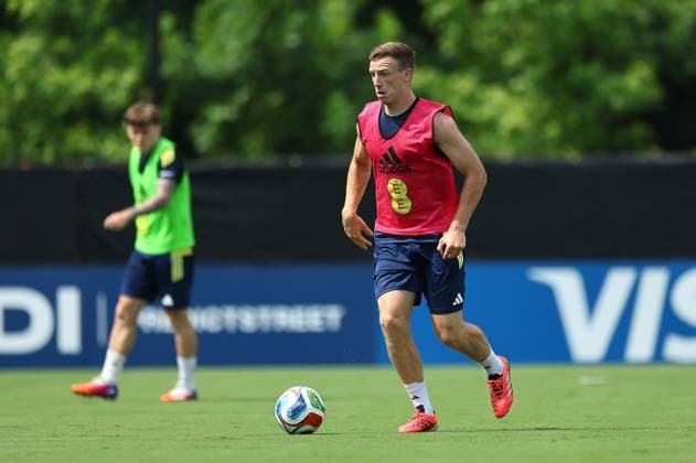 Lewis Ferguson of Scotland Scotland Training Session and press conference, PK, Pressekonferenz 2026 FIFA World Cup, WM, Weltmeisterschaft, Fussball Football, Atrium Health Performance Park, Charlotte, USA - 08 Jun 2026Charlotte Atrium Health Performance Park United States of America EDITORIAL USE ONLY No use with unauthorised audio, video, data, fixture lists, club league logos or live services. Online in-match use limited to 120 images, no video emulation. No use in betting, games or single club league player publications.  Copyright: xMichaelxZemanek Shutterstockx 16917216es