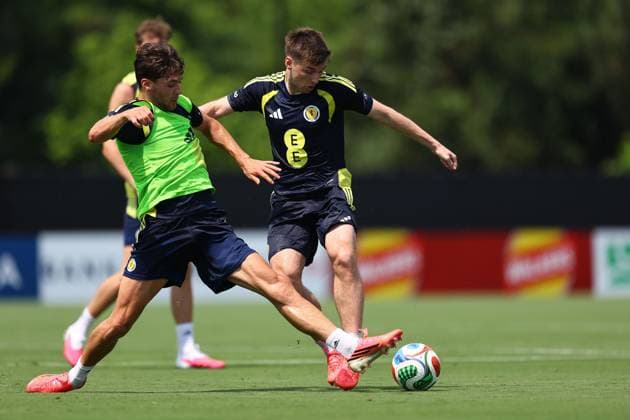 Kieran Tierney of Scotland Scotland Training Session and press conference, PK, Pressekonferenz 2026 FIFA World Cup, WM, Weltmeisterschaft, Fussball Football, Atrium Health Performance Park, Charlotte, USA - 08 Jun 2026Charlotte Atrium Health Performance Park United States of America EDITORIAL USE ONLY No use with unauthorised audio, video, data, fixture lists, club league logos or live services. Online in-match use limited to 120 images, no video emulation. No use in betting, games or single club league player publications.  Copyright: xMichaelxZemanek Shutterstockx 16917216fn